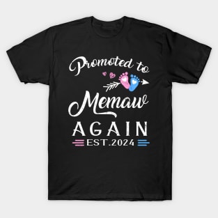 Promoted To Memaw Again Est 2024 Pregnancy Announcement T-Shirt